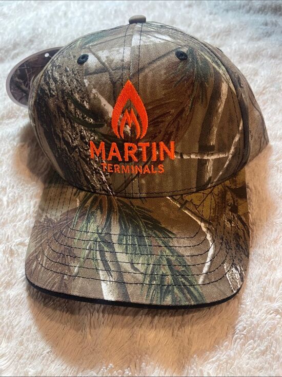 Martin terminals Camo Baseball Cap with Orange Logo NEW